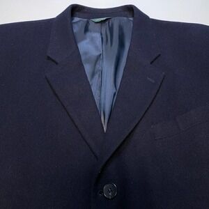 J Crew Oarsman Blazer 44L Mens Flannel Lambswool Cashmere 3B 1V Navy Preppy VGUC